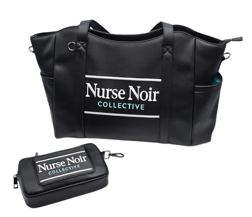 Nurse Noir Signature Tote and Mini Organizer on white background